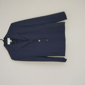 Rena Rowan 100% silk three button blazer blue/gray suit jacket